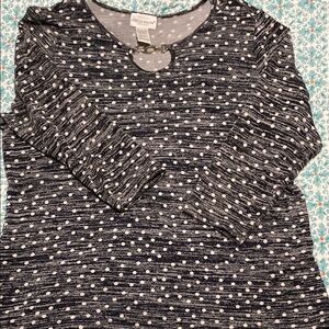 Rebecca Malone Navy and White Polka Dot Blouse
